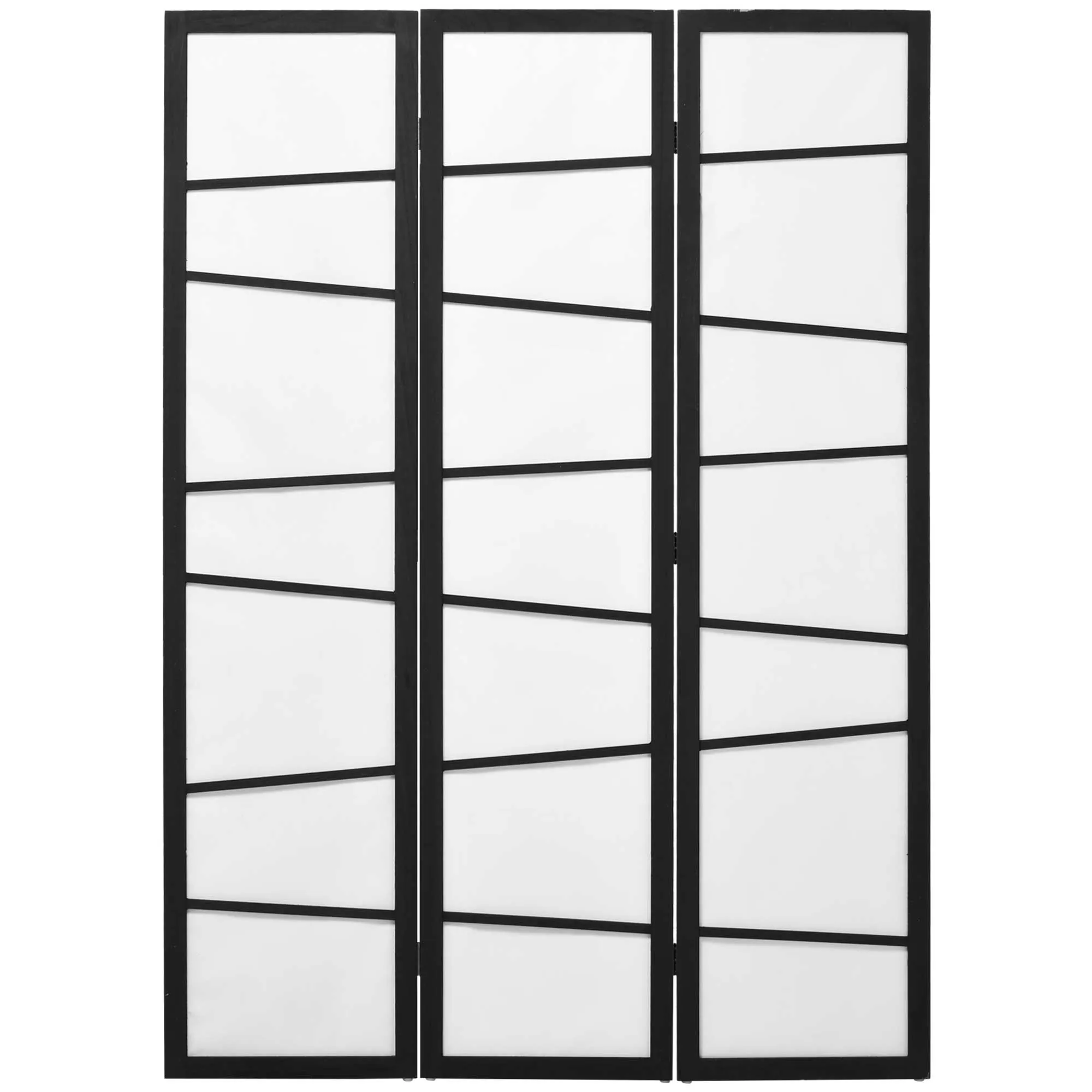 Indoor 3 Panel Folding Wooden Room Divider Screen, 120x170cm, Black and White