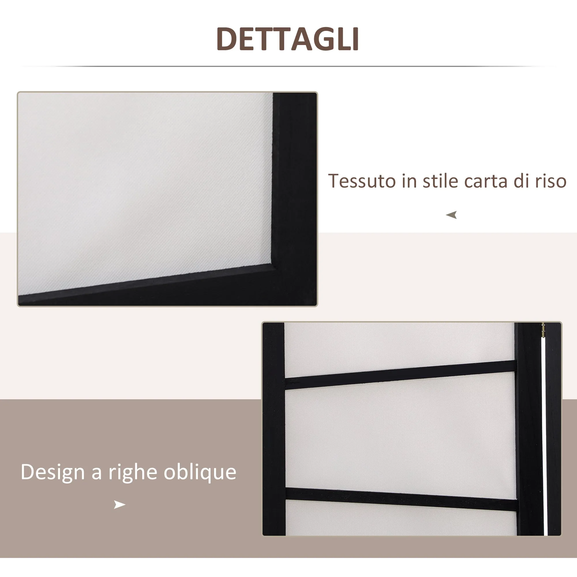 Indoor 3 Panel Folding Wooden Room Divider Screen, 120x170cm, Black and White - Image 3