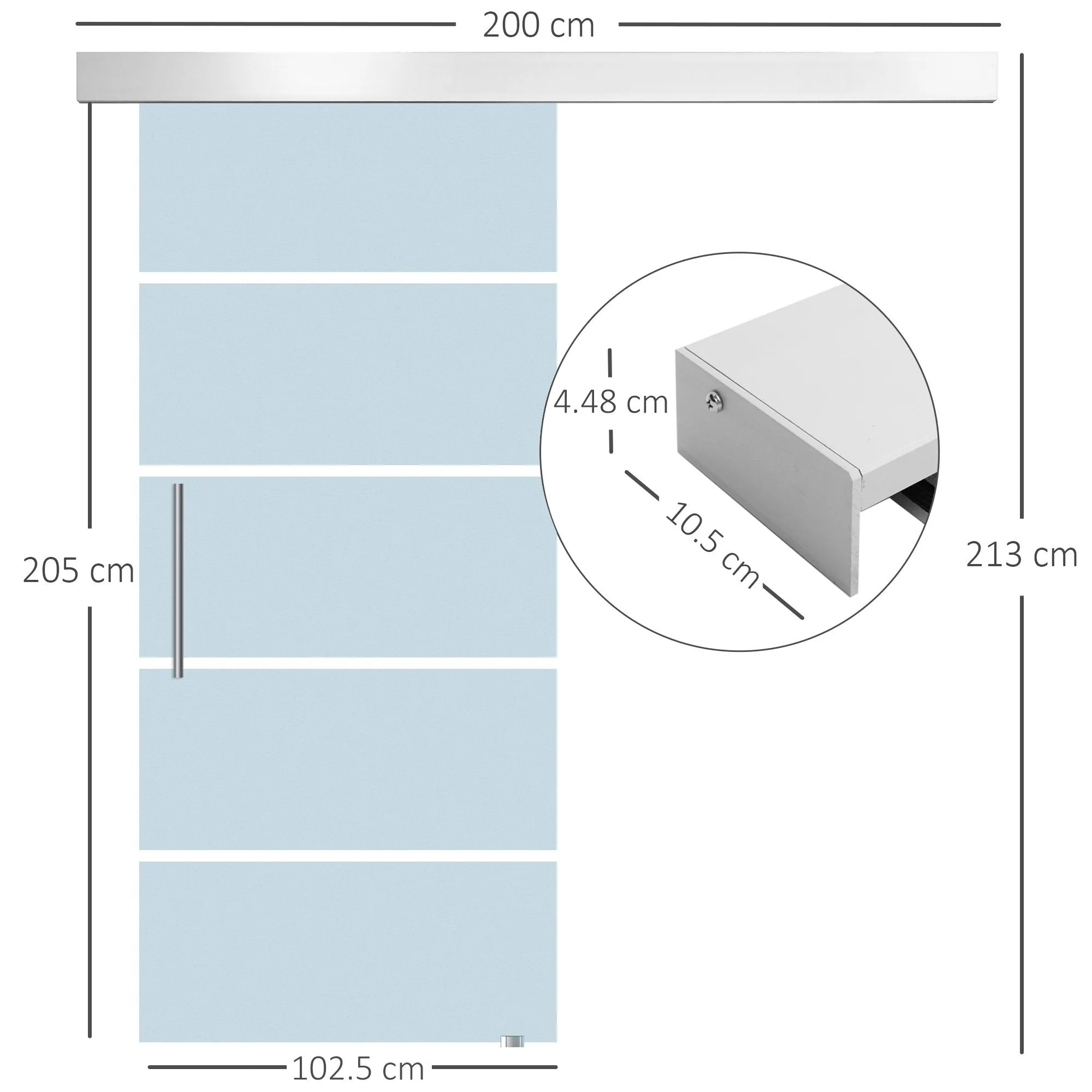 Sliding Glass Sliding Glass with 4 transparent stripes, 102.5x205cm - Image 3