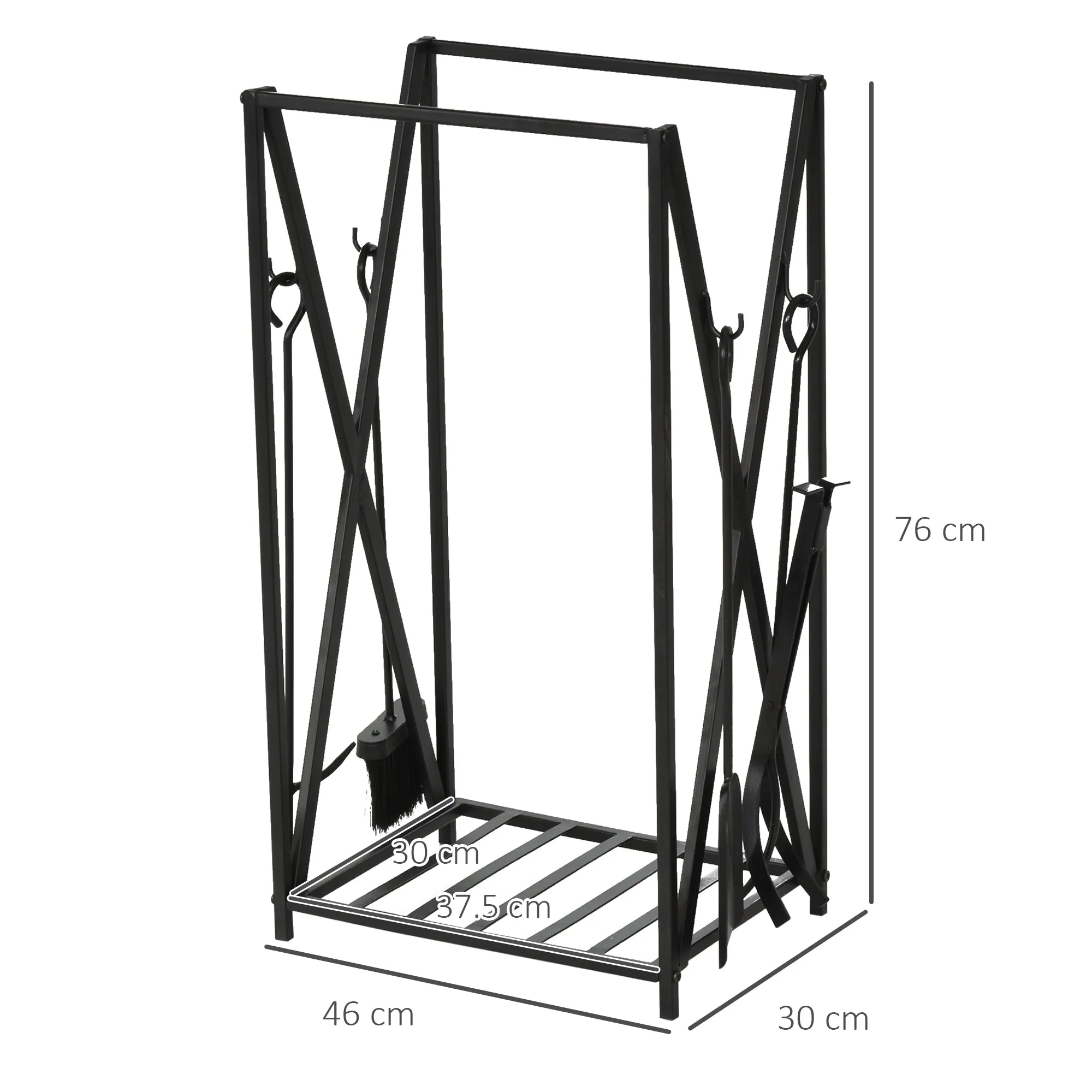 interior and outdoor portal in steel, wood wood for fireplace 46x30x76cm - black - Image 3