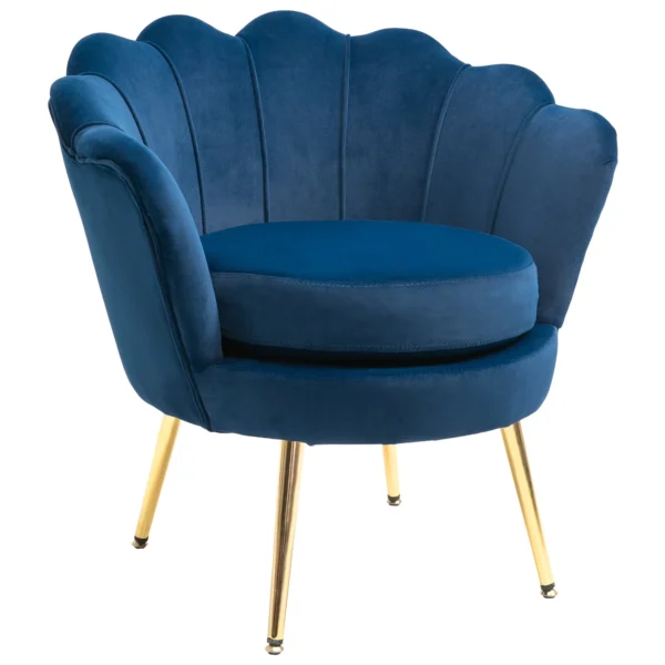 Vintage Design Blue Velvet Armchair, Bedroom Armchair with High Back 76x67x74cm, Blue