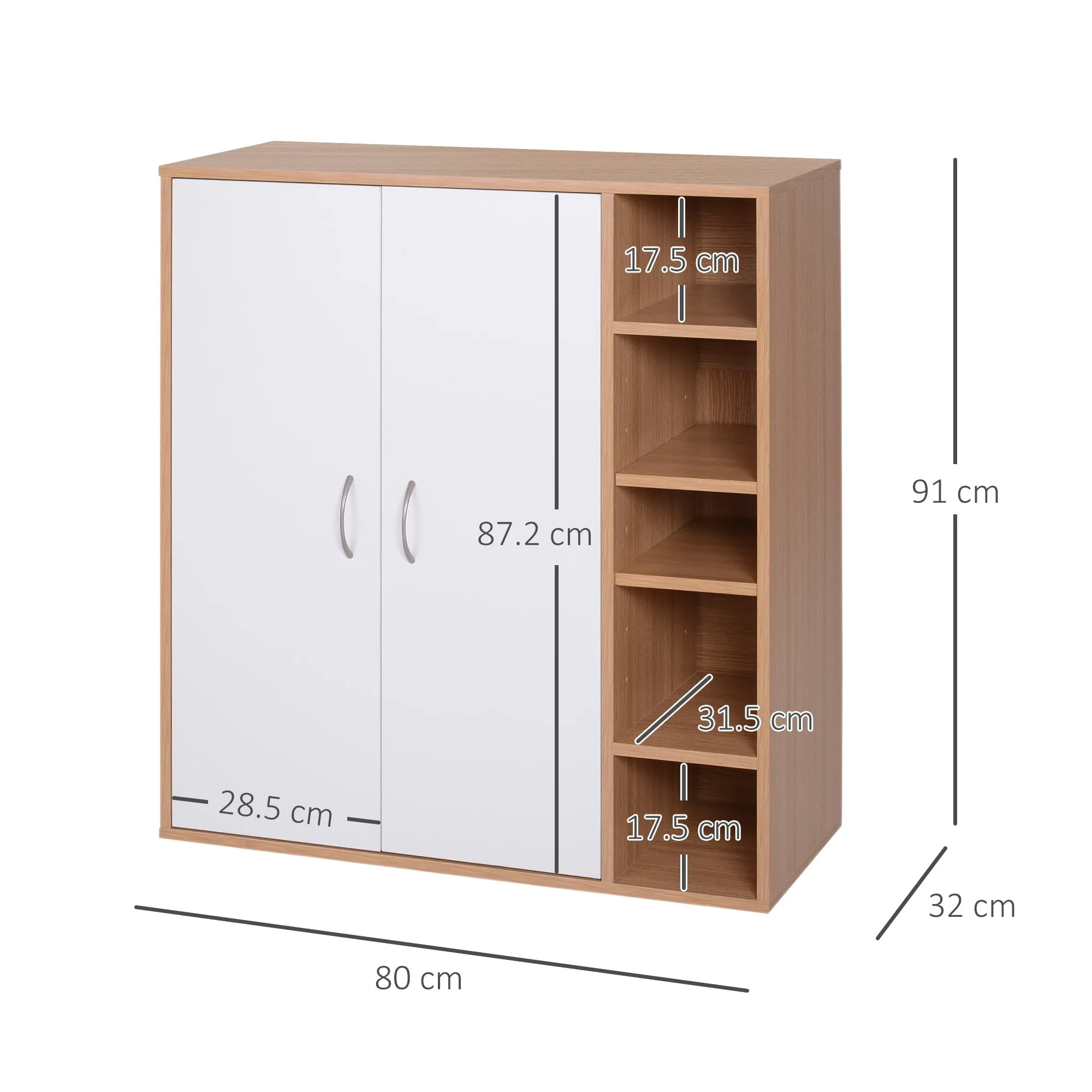 Multiuse cabinet with 2 adjustable shelves white and light wood adjustable shelves - Image 3