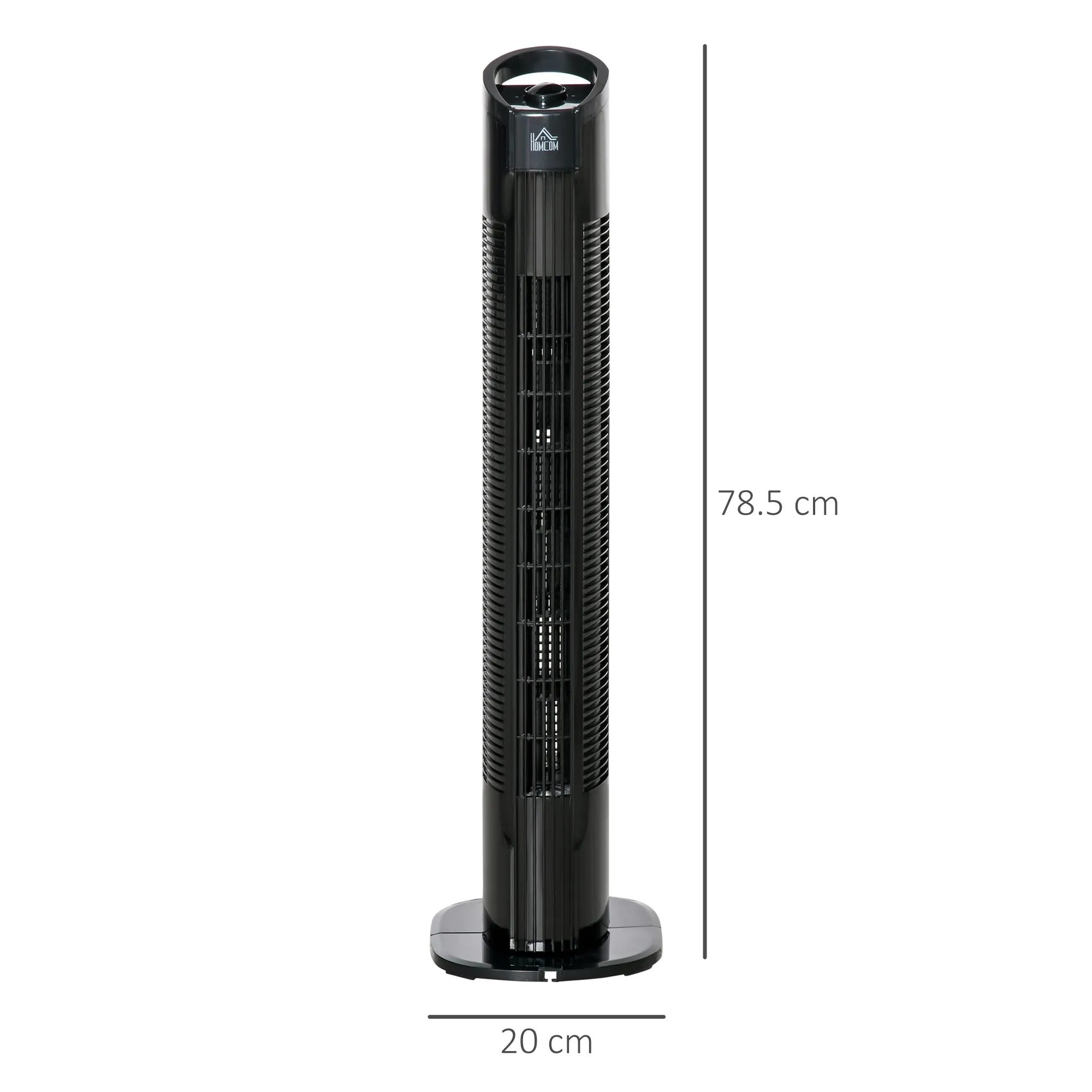 Column 3 -speed ventilator with 70 ° oscillation, round flat and transport handle, 50W power, ф20x78.5cm black - Image 3