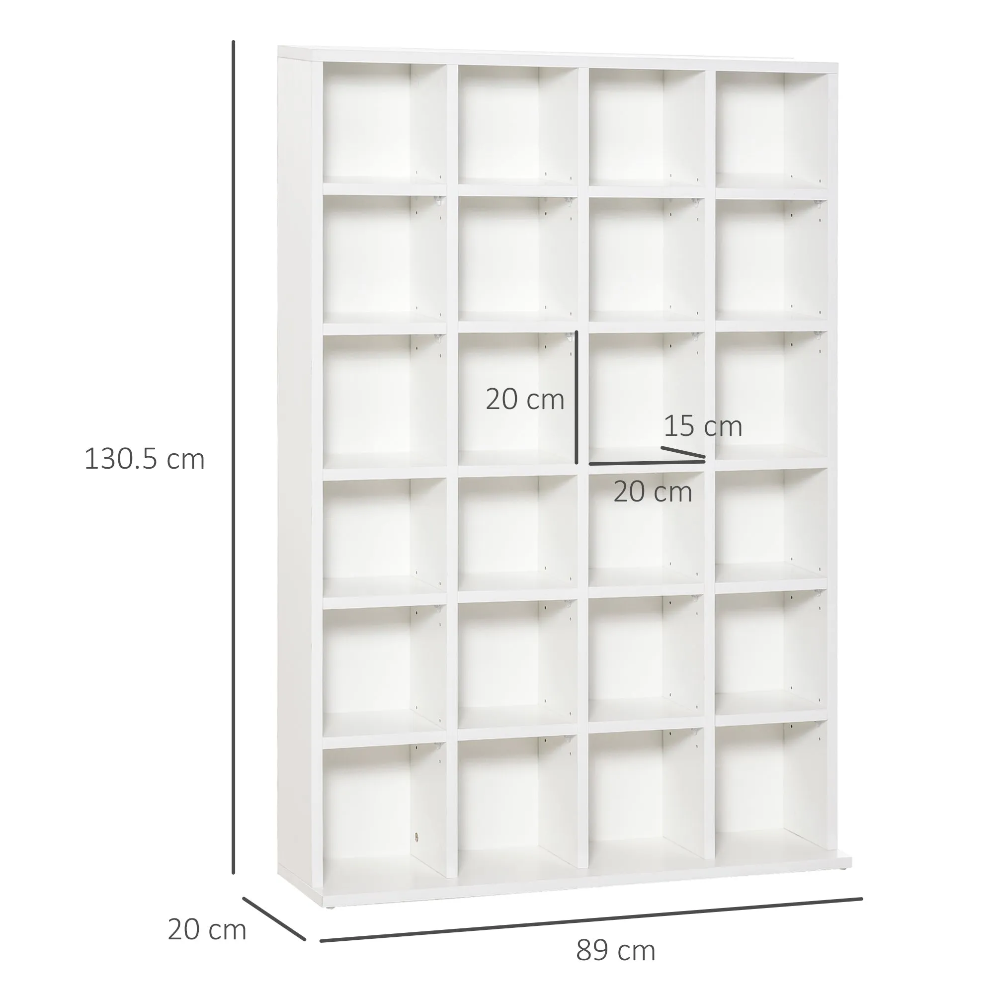 Mobile Wooden Library 24 compartments, white, 130.5x89x20cm - Image 3