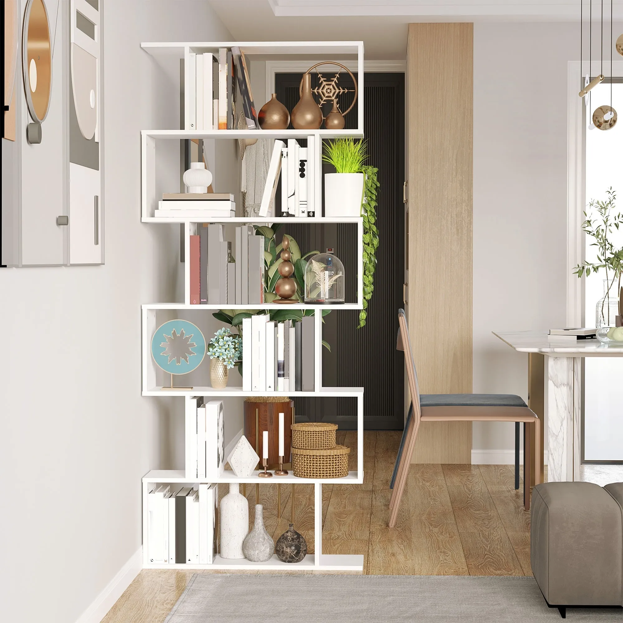 Design Bookcase Office Furniture Wooden Shelf 80x24x191cm White - Image 2