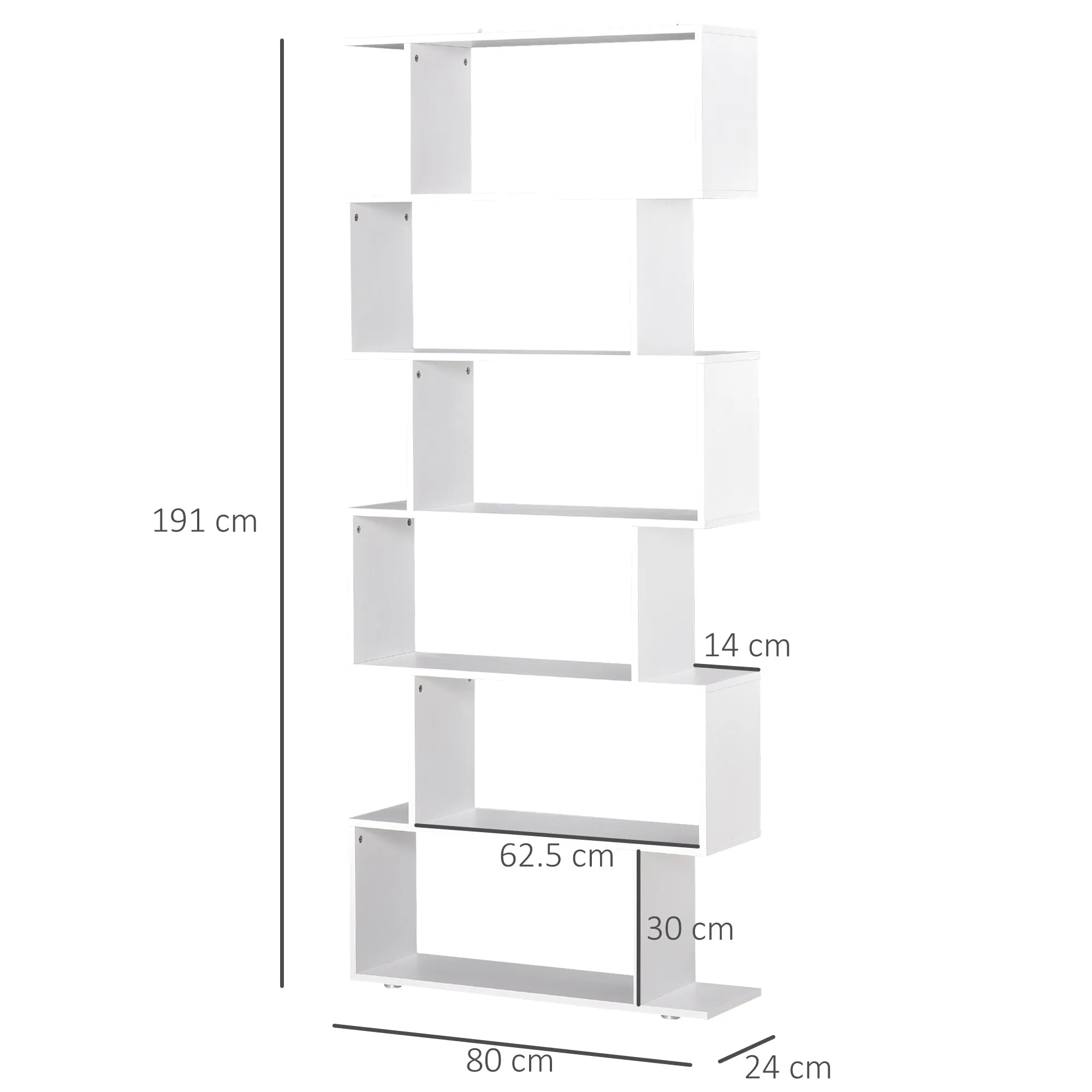 Design Bookcase Office Furniture Wooden Shelf 80x24x191cm White - Image 3