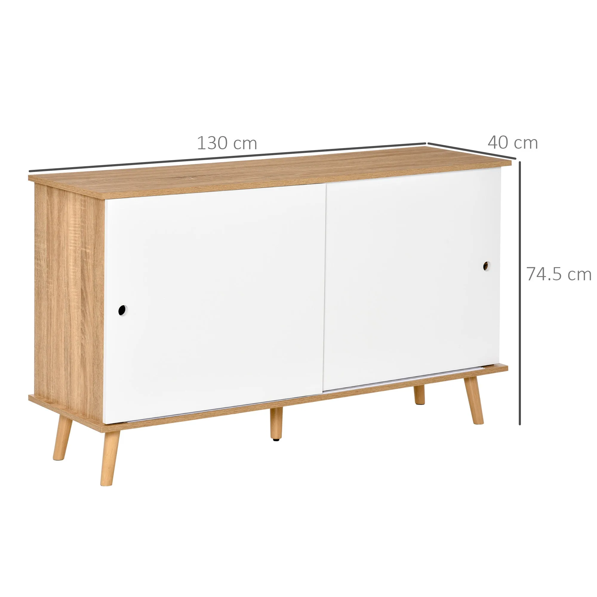 Mobile with adjustable shelves and sliding doors - white oak - Image 3