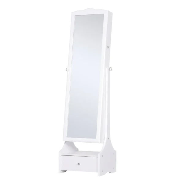 LED Jewellery Cabinet Mirrored Jewellery Armoire with Drawer Base Jewellery and Accessories Organiser 45x36x150cm