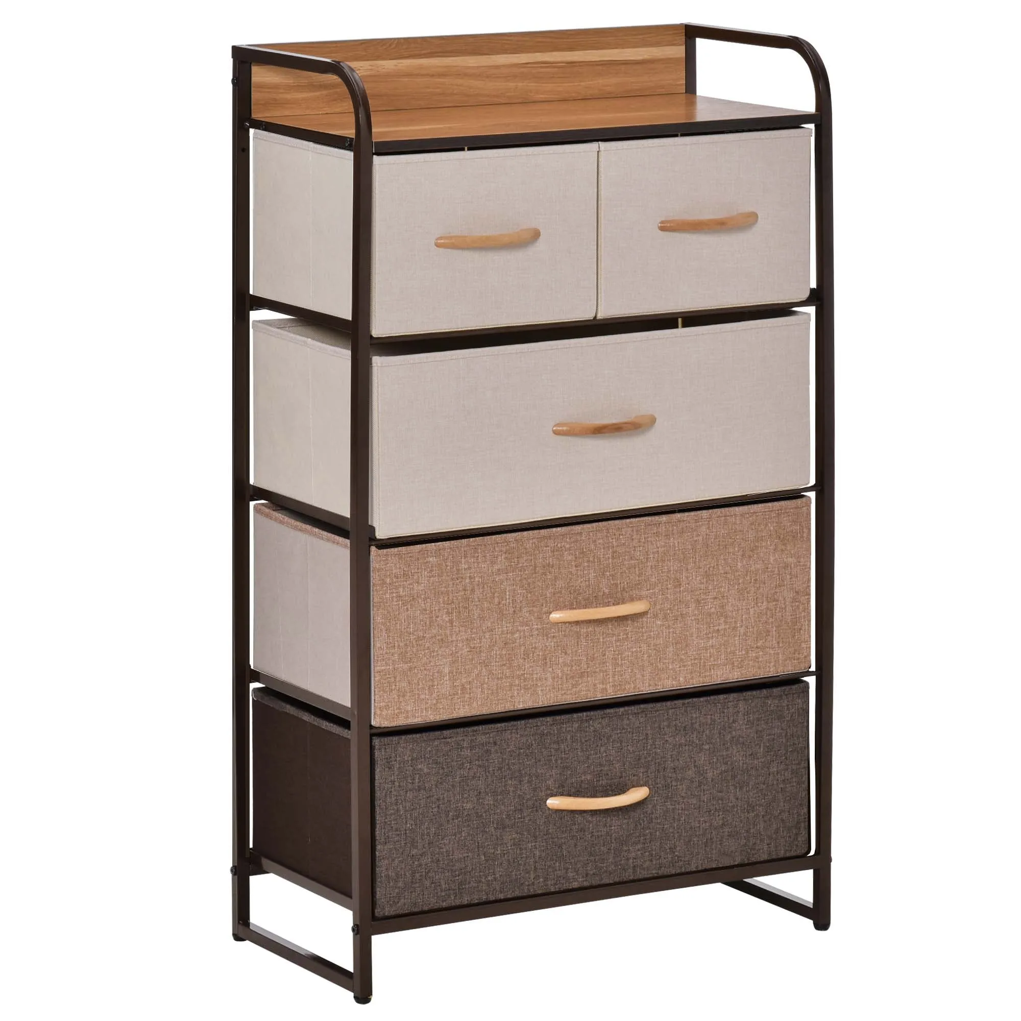 Drawer 5 Drawers in Fabric and Rigid Shelf, 58x29x99cm, Wood
