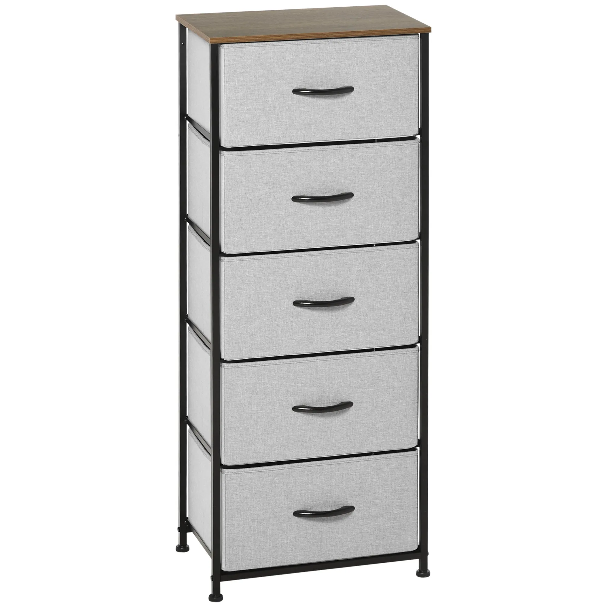Chest of Drawers 8 Removable Fabric Drawers, Wood and Steel Industrial Style, 45x30x116cm