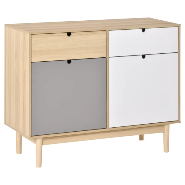 Nordic Style Multipurpose Cabinet, Two-Door Cabinet with Drawers for Kitchen and Entrance, 100x40x79.5cm, Multicolor