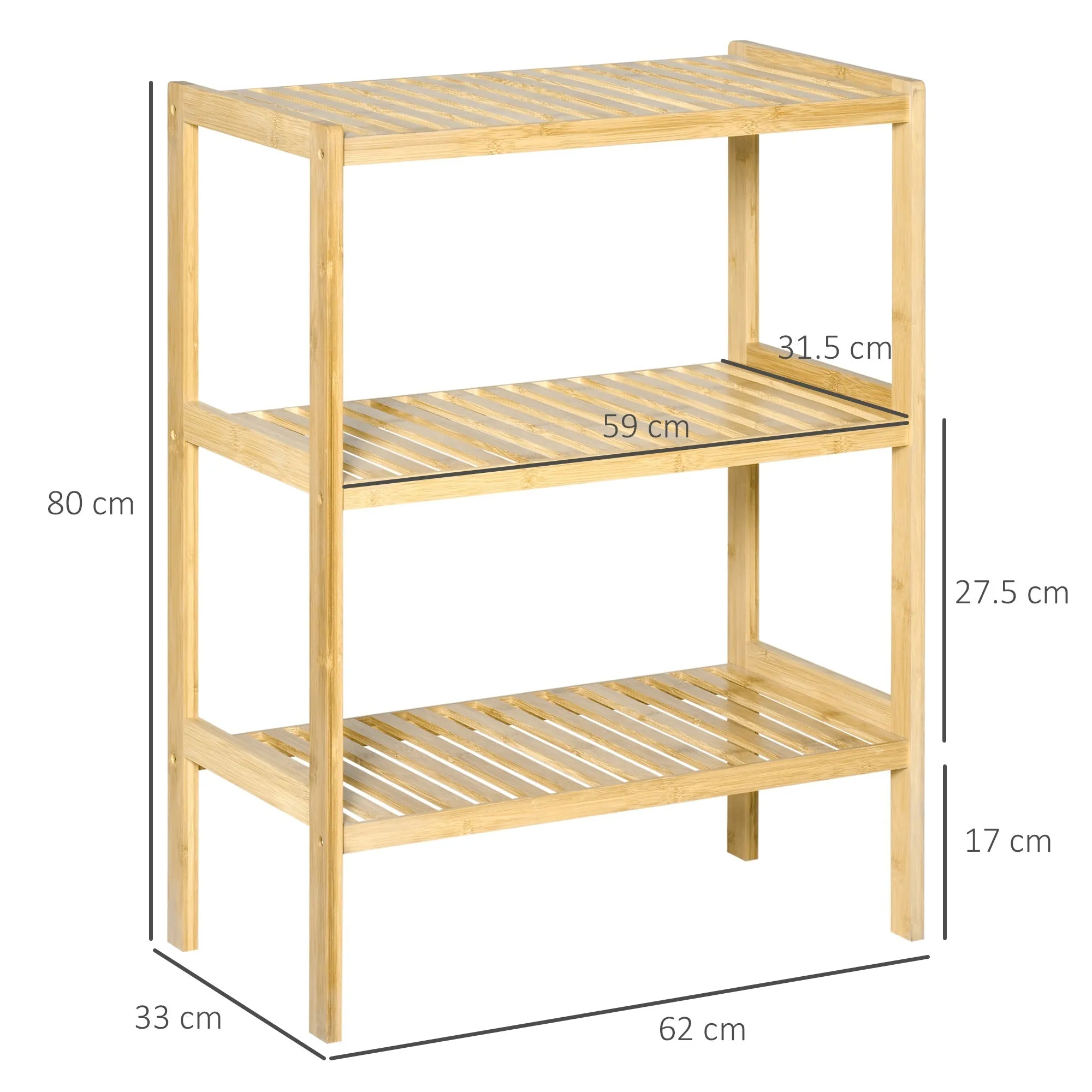 Multiuse mobile 3 levels saving in bamboo for bathroom and living room, 62x33x80cm - Image 3