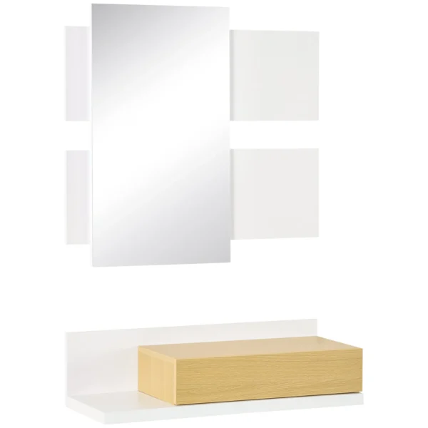 Hallway Furniture Set with 40x70cm Mirror and Wooden Drawer with Wall Fixing