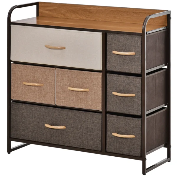 drawer 7 fabric drawers, 80x29x78.5cm, wood