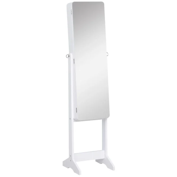 Jewellery Cabinet with Adjustable Mirror and LED Lighting, Wood, White, 30x146x36 cm