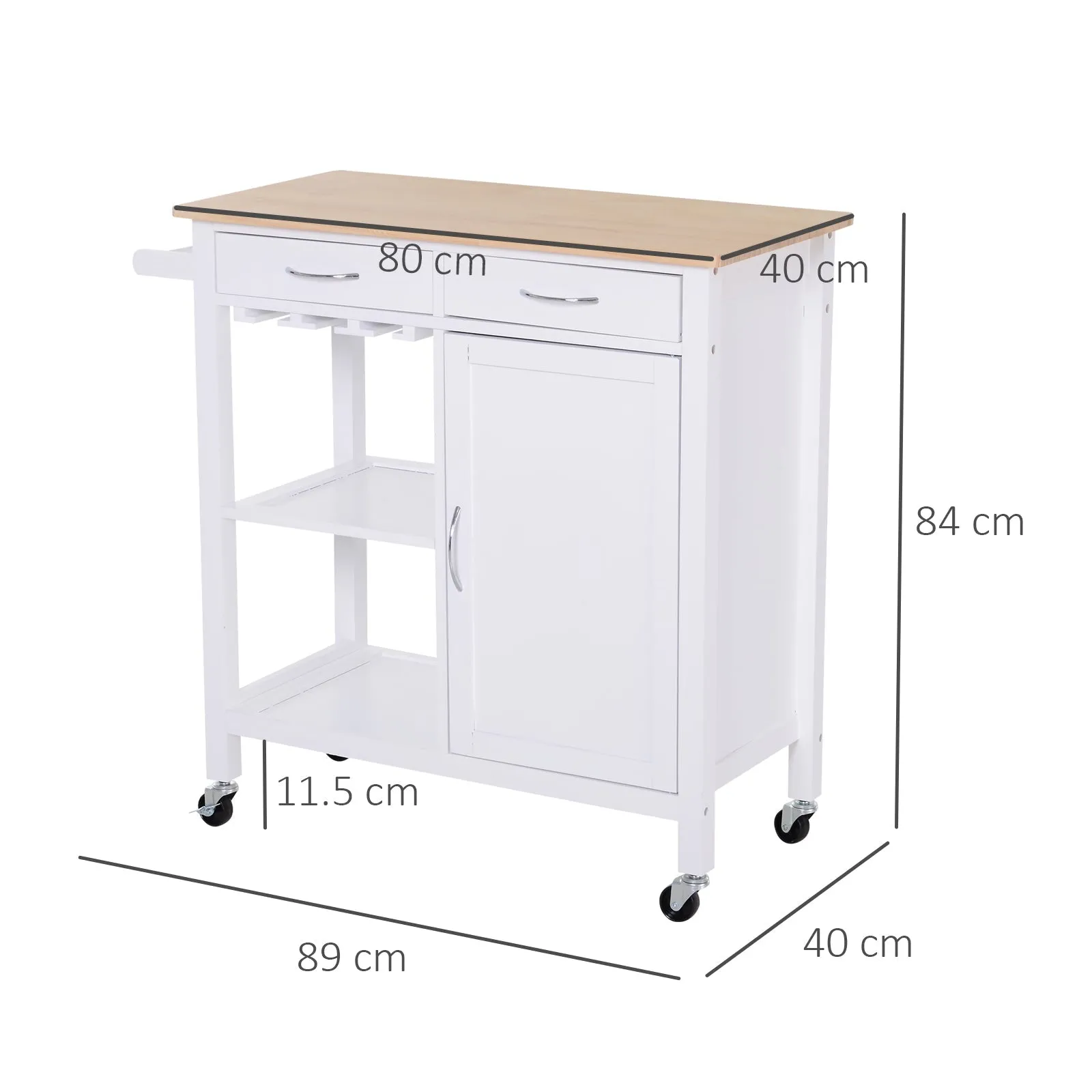Kitchen Trolley with Drawers and Wheels in Wood Space Saving - Image 3