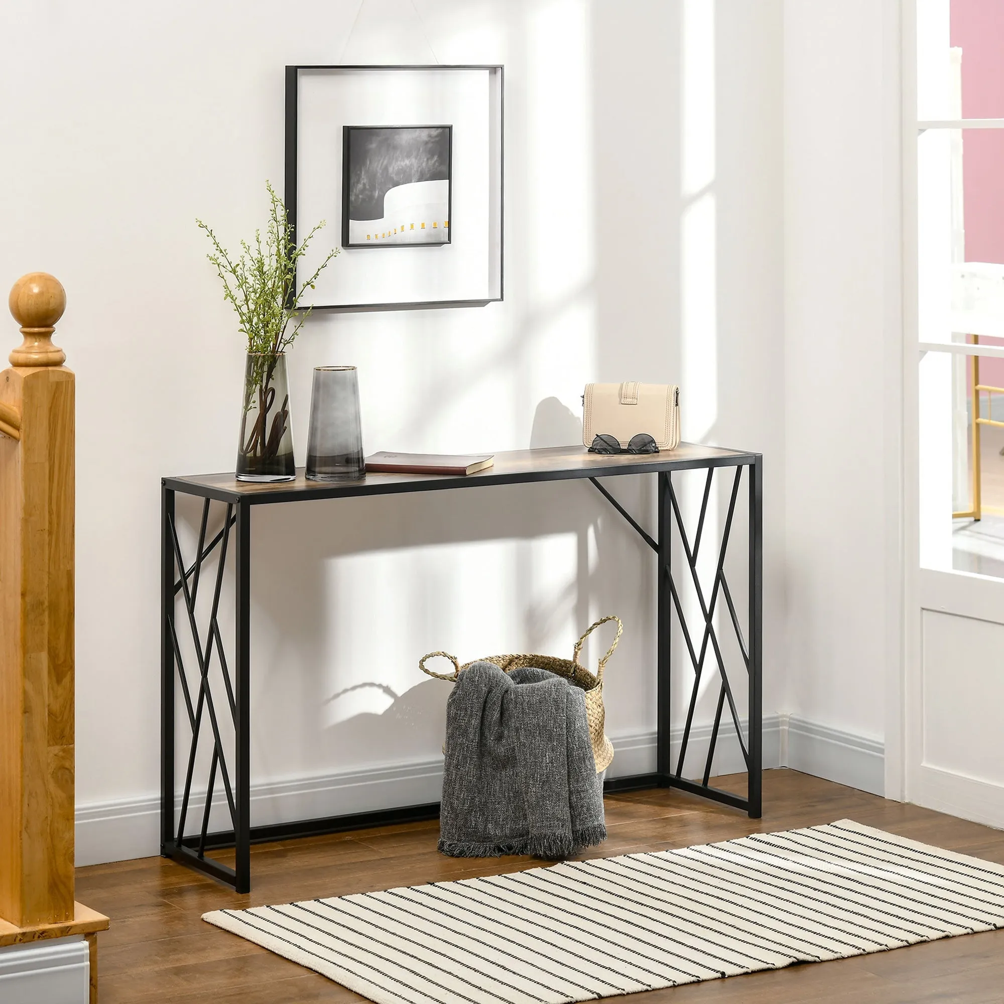 Table Industrial Steel and Wood Industrial Style, 120x35x75cm, Marrone - Image 2