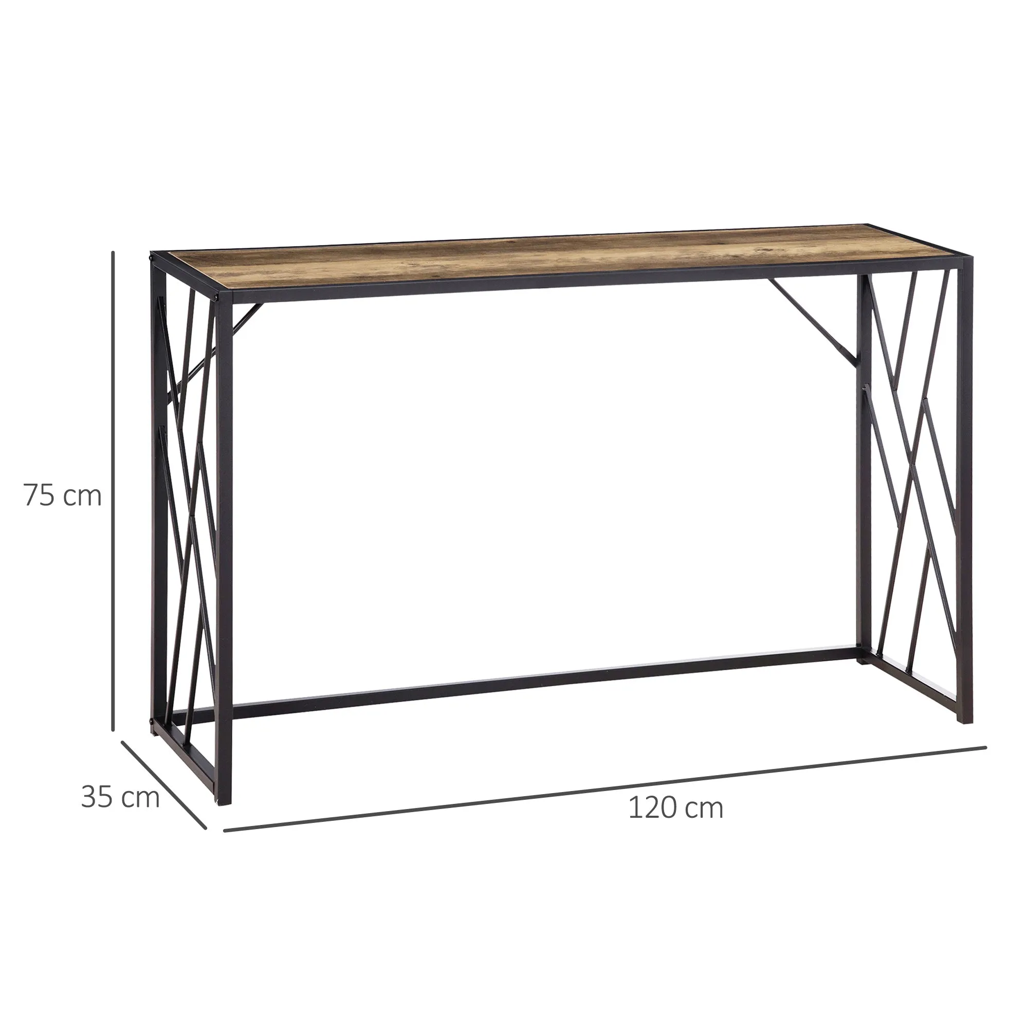 Table Industrial Steel and Wood Industrial Style, 120x35x75cm, Marrone - Image 3