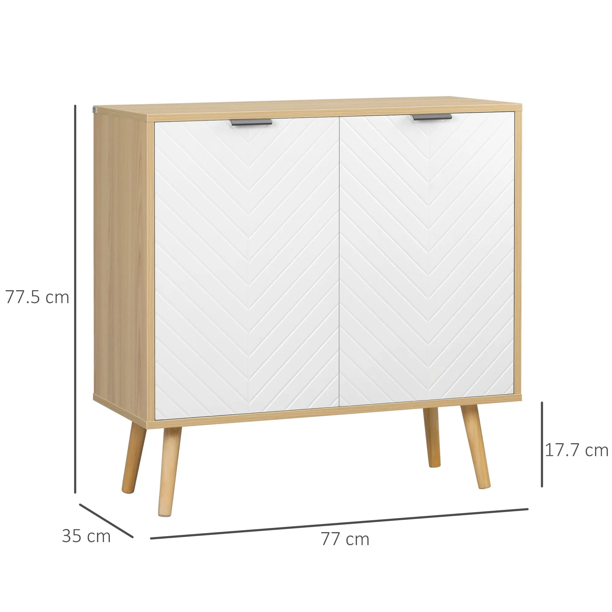 Modern Multipurpose Cabinet in Chipboard and Pine Wood with 3-Level Adjustable Internal Shelf, 77x35x77.5 cm - Image 3