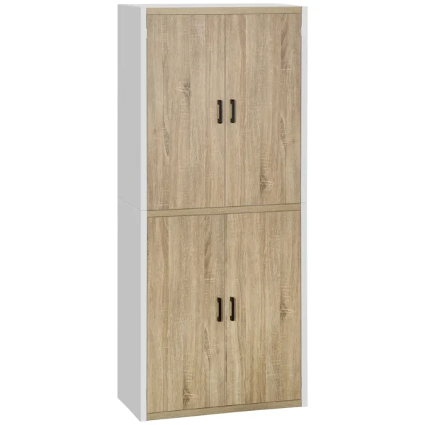 dispensate MDF wooden kitchen with 4 adjustable shelves, 4 doors and anti -cargo device, 80x40x182cm, wood and white color