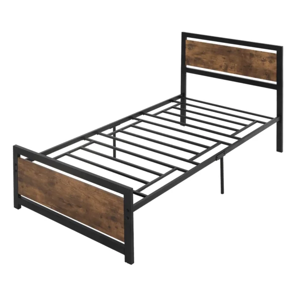 Single Wooden and Steel Storage Structure with industrial -style slats, 90x200cm