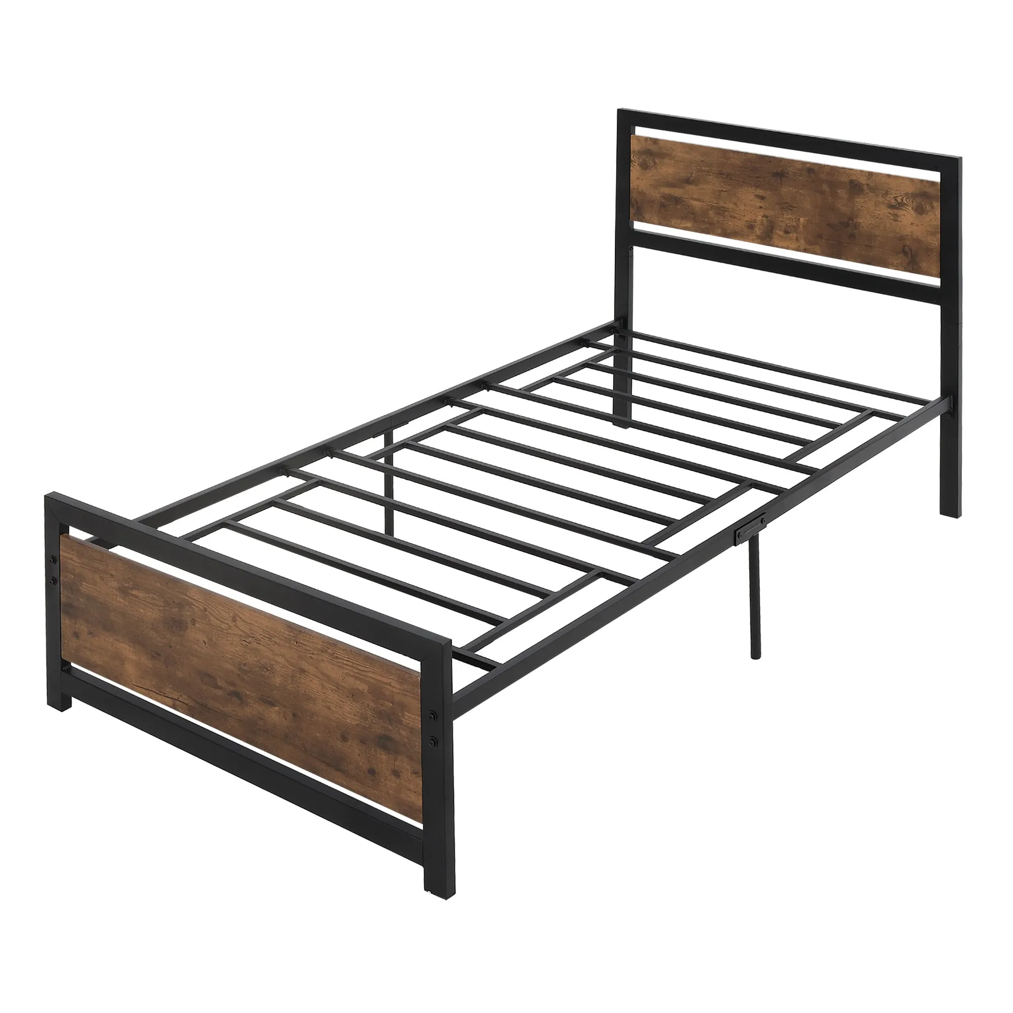Single Wooden and Steel Storage Structure with industrial -style slats, 90x200cm