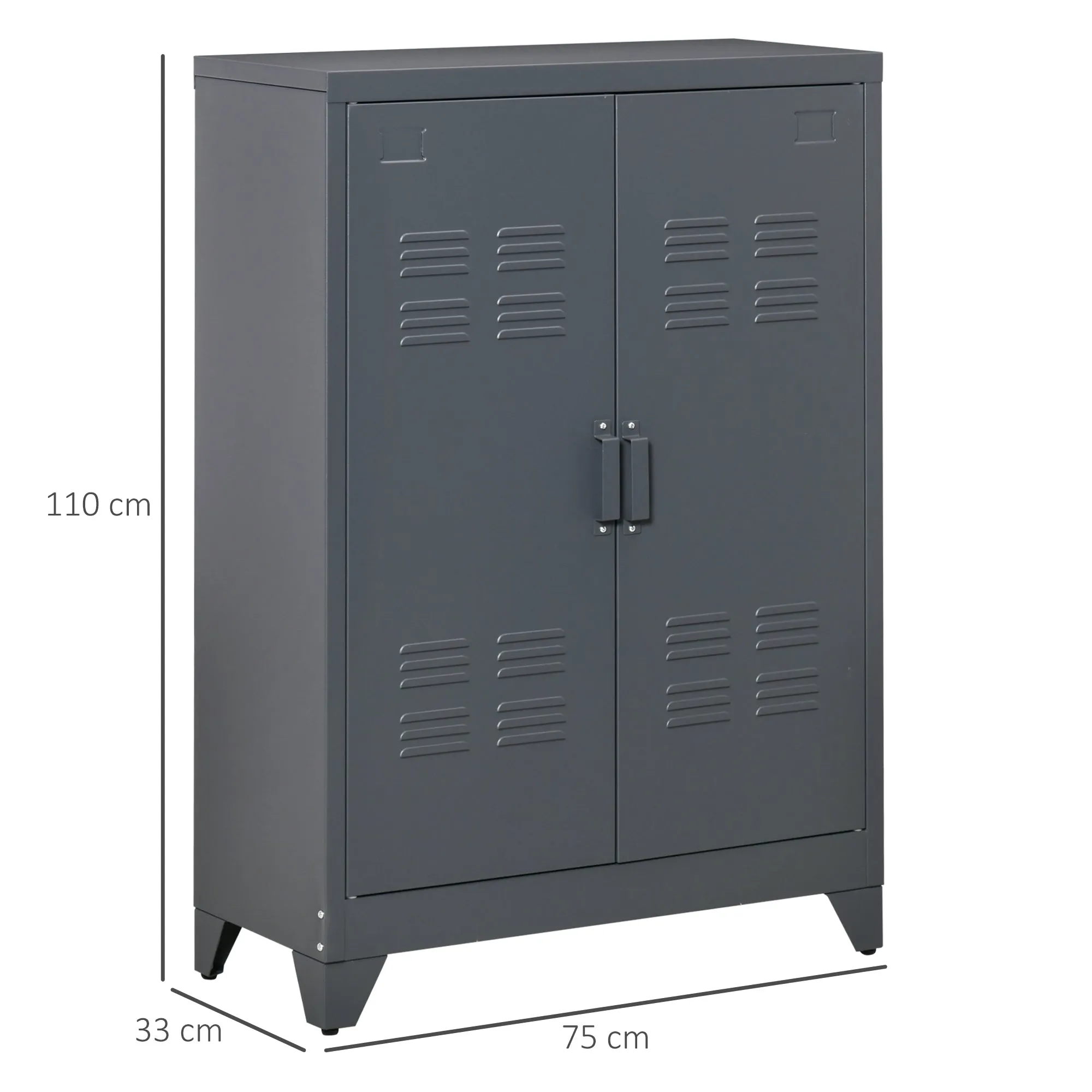 Multiuse cabinet 2 doors industrial style, metal locker for home and garage - Grey - Image 3