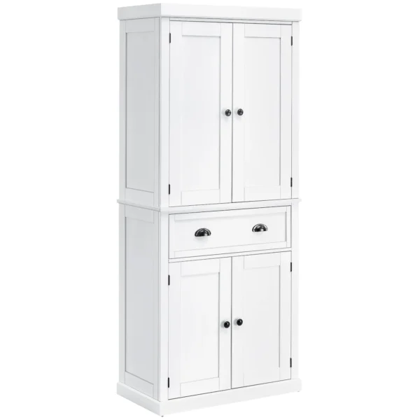 Mobile kitchen with upper and lower locker and central drawer in MDF, chipboard and metal, 76x40.5x184cm, white
