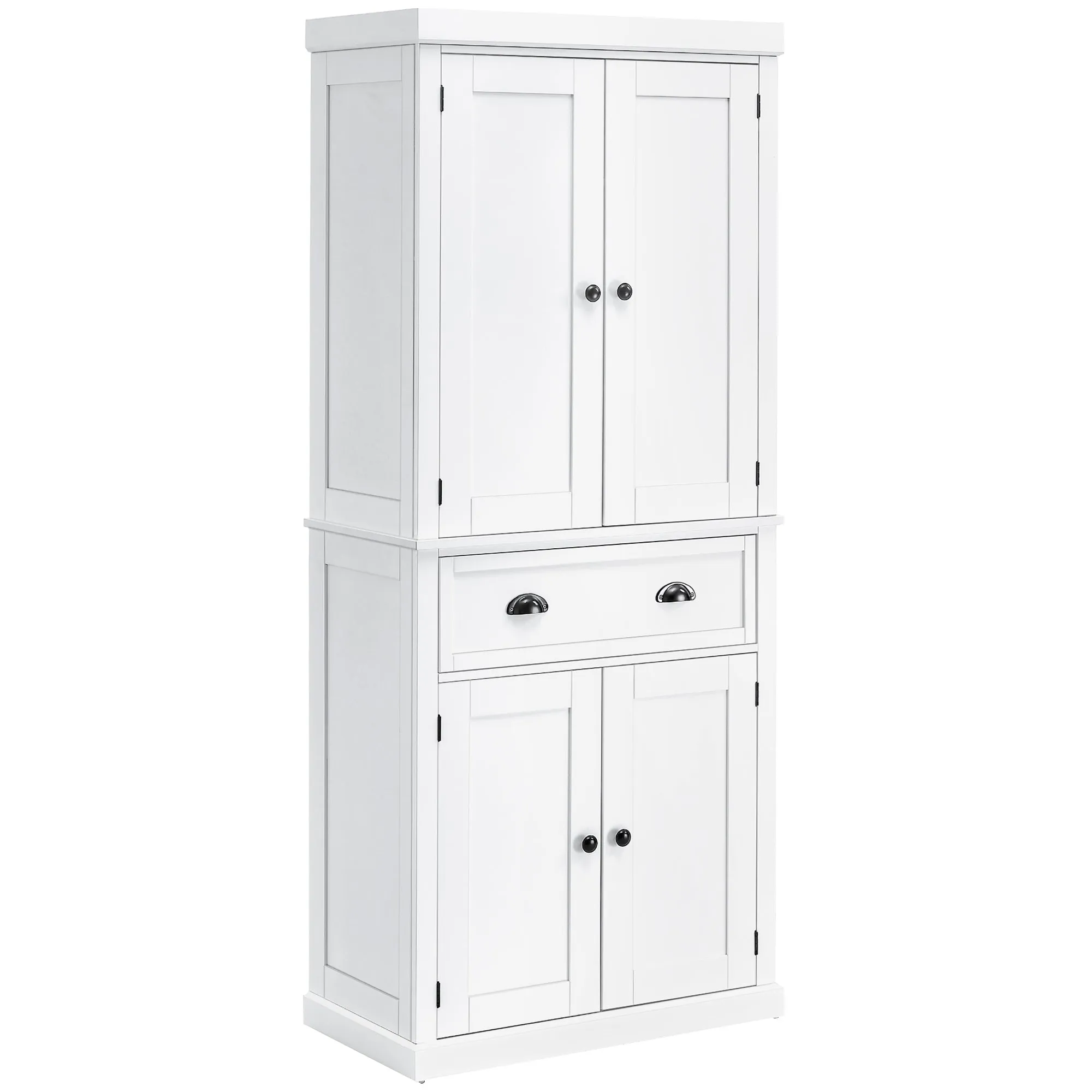 Mobile kitchen with upper and lower locker and central drawer in MDF, chipboard and metal, 76x40.5x184cm, white