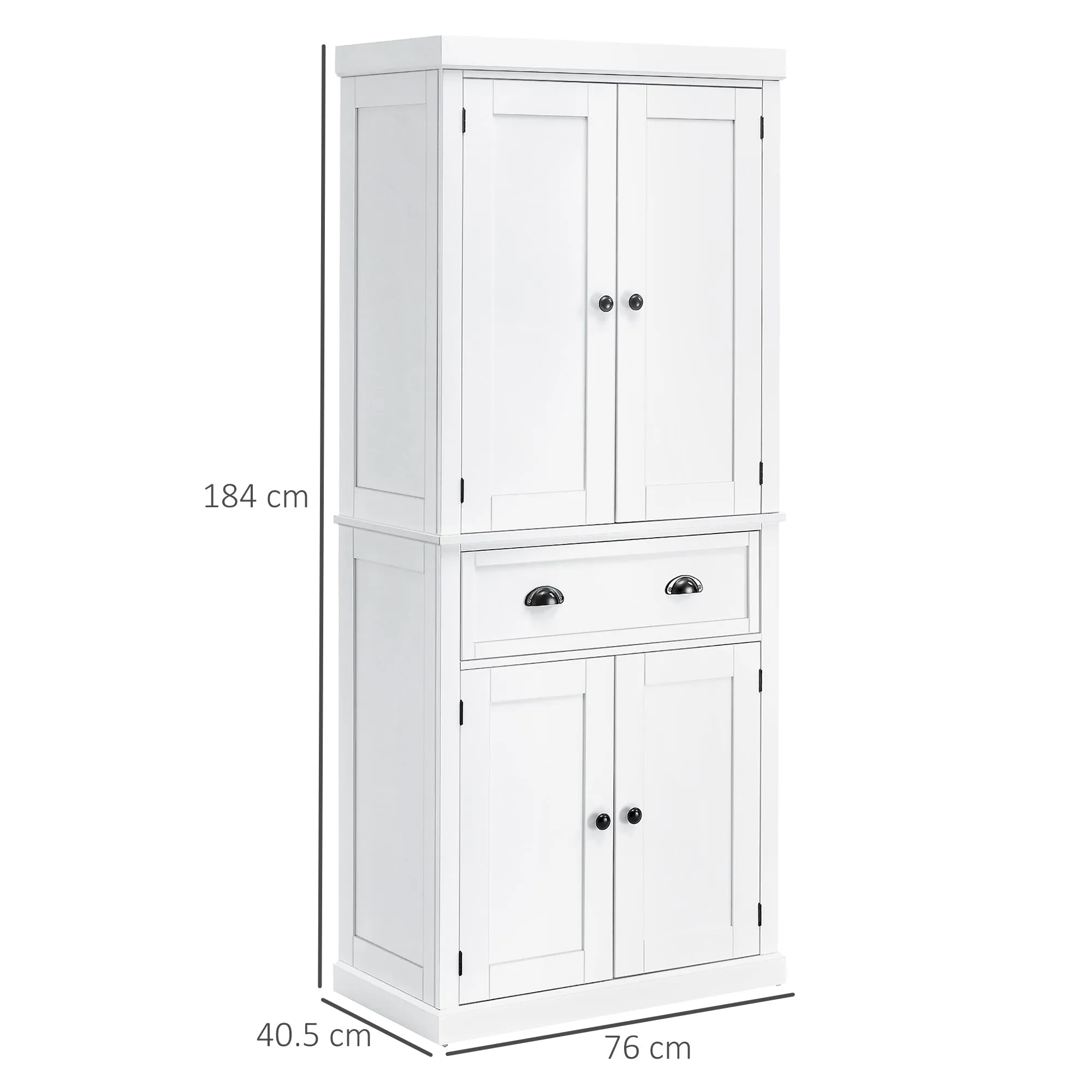 Mobile kitchen with upper and lower locker and central drawer in MDF, chipboard and metal, 76x40.5x184cm, white - Image 3