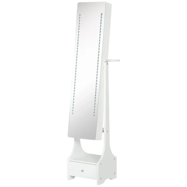 Jewelry Armoire with Mirror and Adjustable LED Lights with Touch Switch, for Bracelets, Earrings and Rings