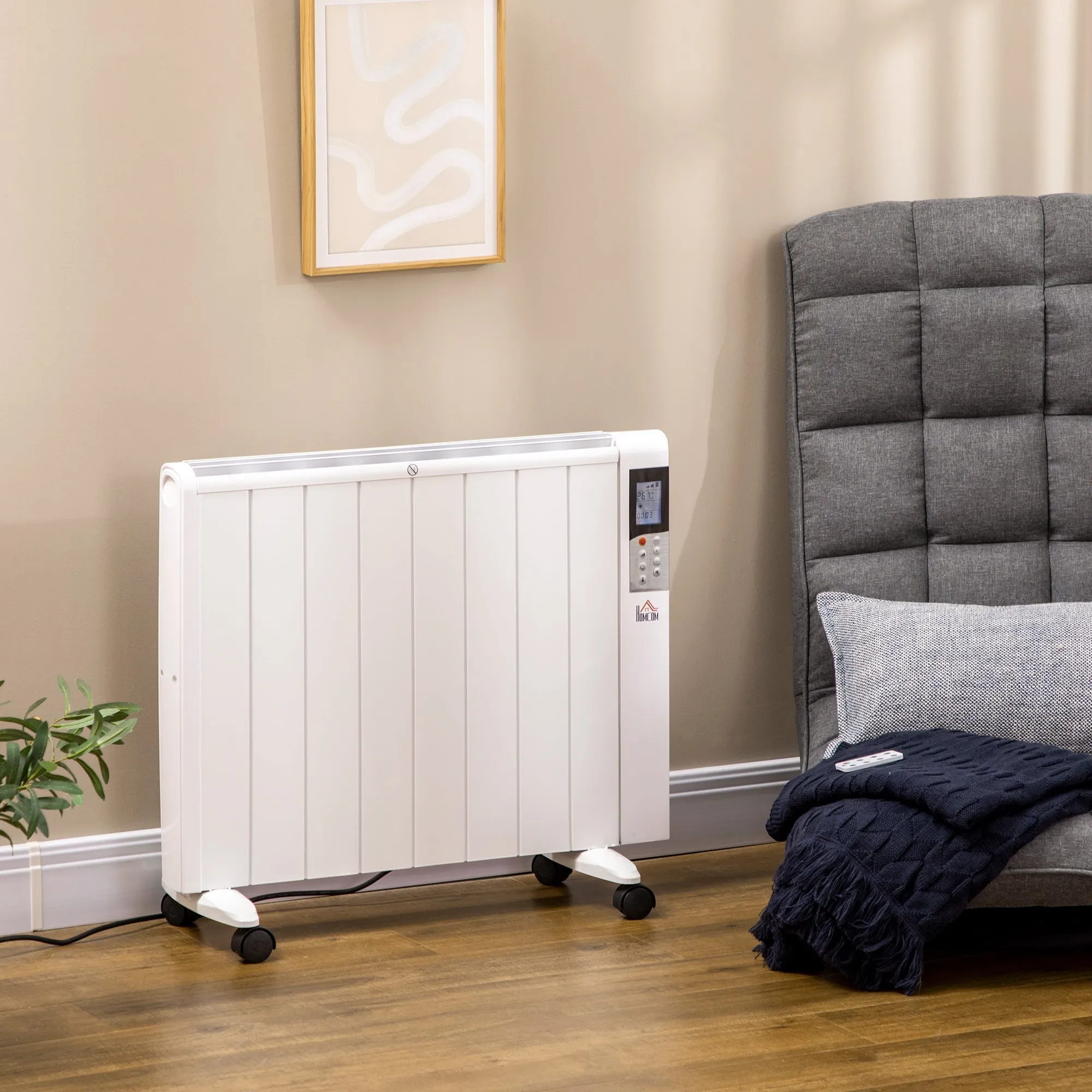 White Electric Heater | 1000/2000W | 75x31x66.5 cm - Image 2