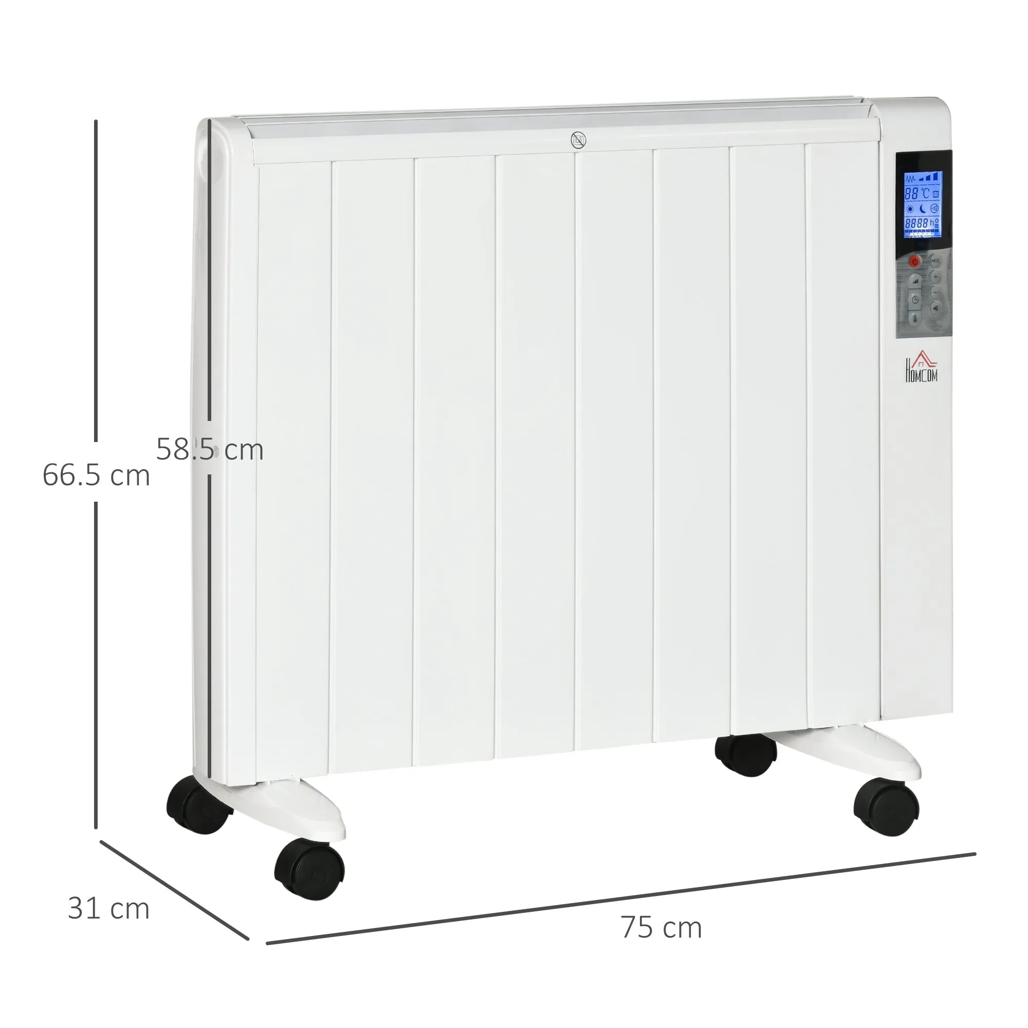 White Electric Heater | 1000/2000W | 75x31x66.5 cm - Image 3