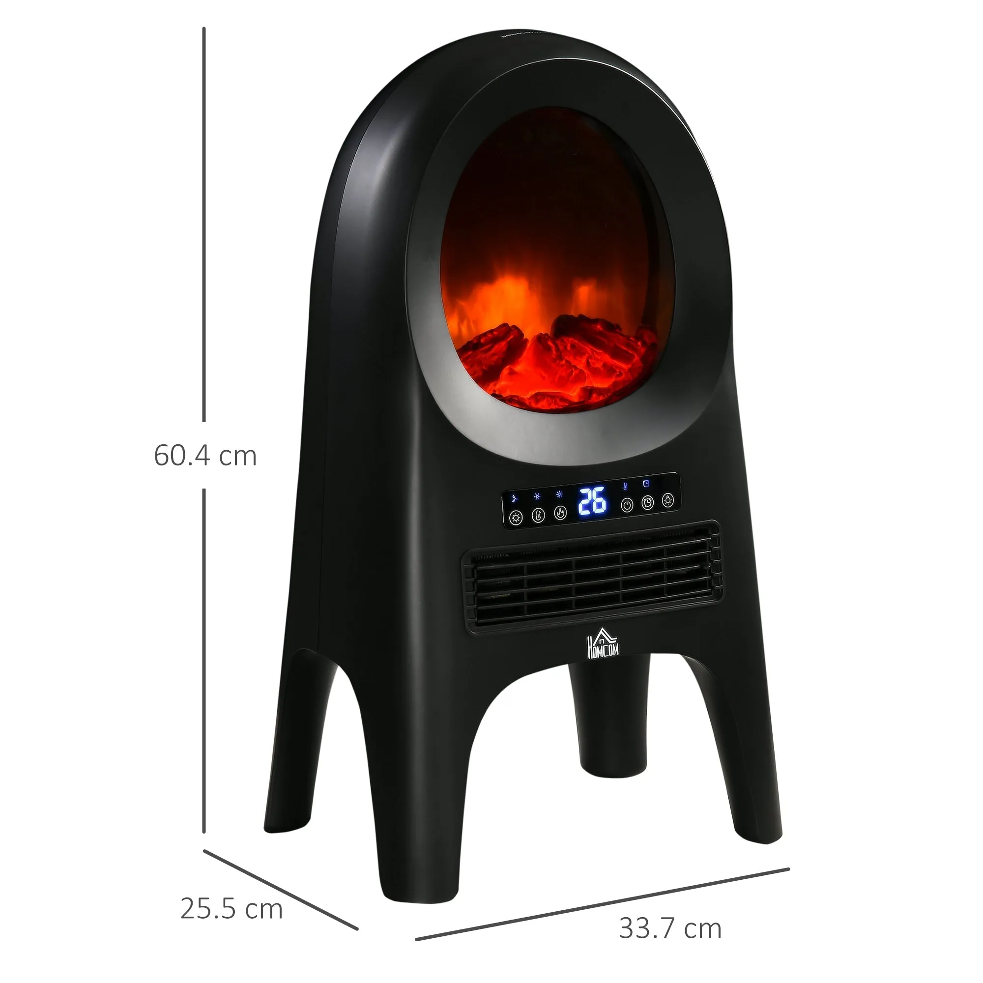 3 Heating Modes Fan Heater with 3 Adjustable Temperatures, 33.7x25. 5x60.4 cm, Black - Image 3