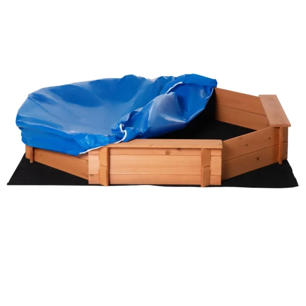 Wooden Children's Sandpit with Seats and Cover, Ages 3-8 Years, 139.5 x 139.5 x 21.5 cm