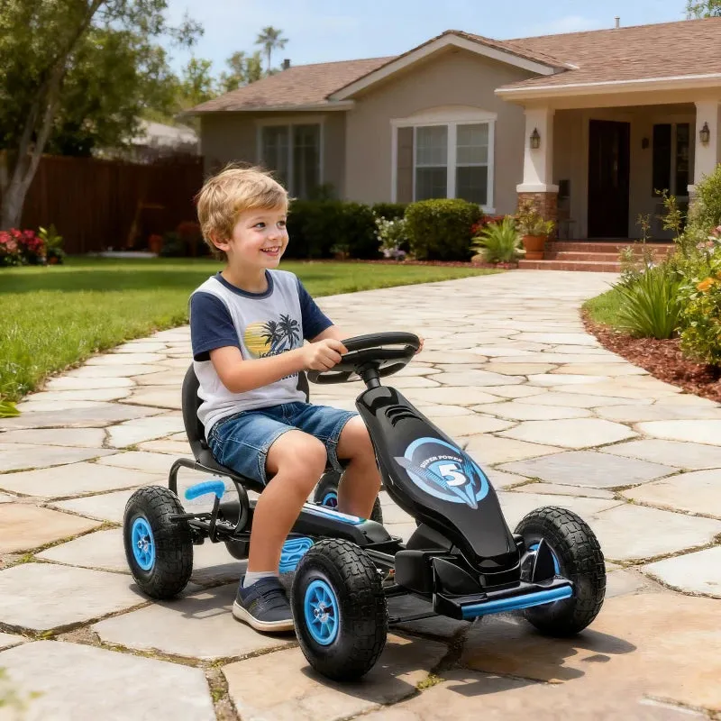 Pedal Go Kart for Kids Ages 5-12 with Adjustable Seat and Inflatable Wheels, Blue - Image 2