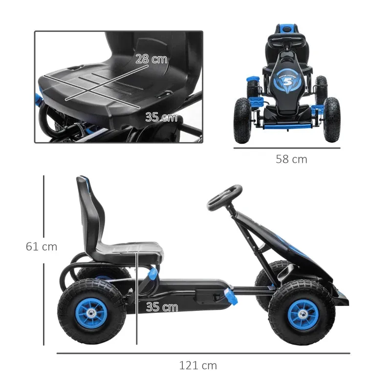 Pedal Go Kart for Kids Ages 5-12 with Adjustable Seat and Inflatable Wheels, Blue - Image 3