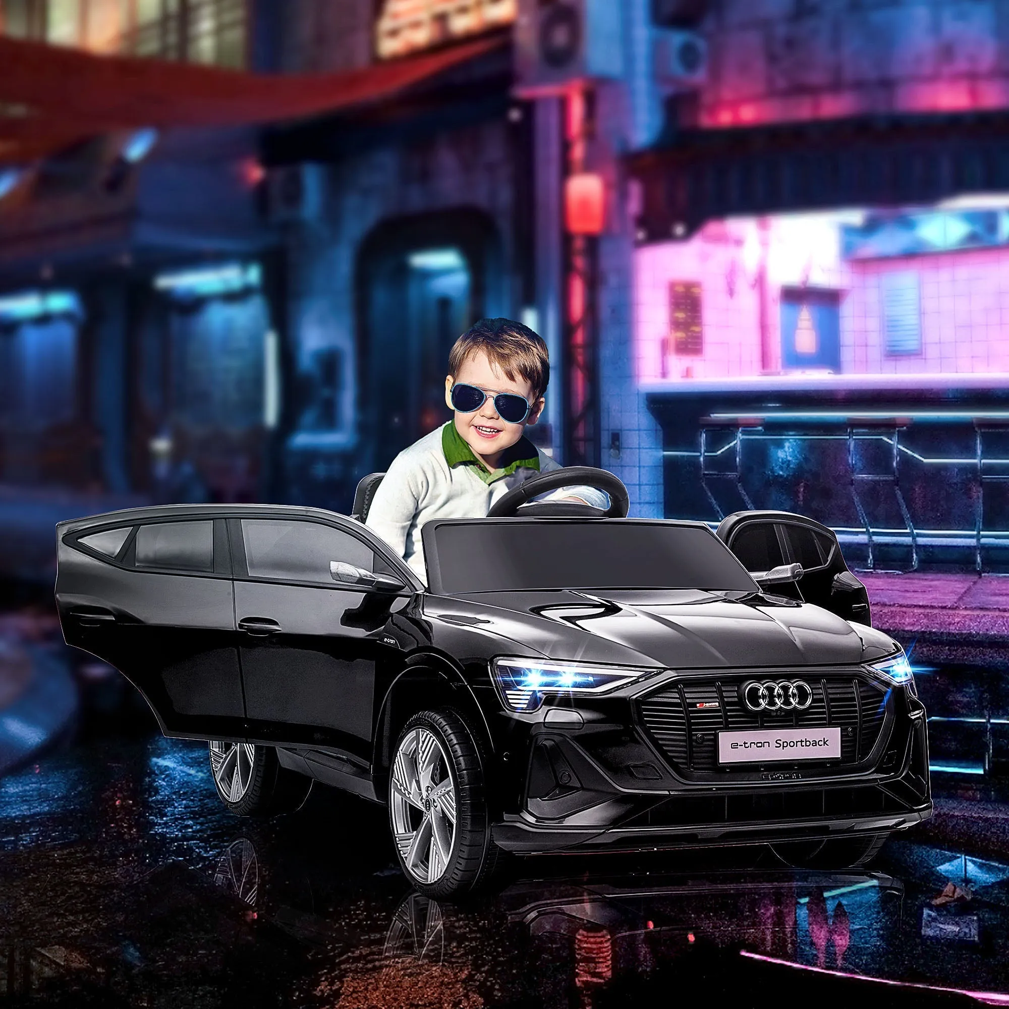 12V Electric Ride-On Toy Car with Remote Control, 3-8km/h Speed, Lights and Music, Ages 3-5 Years, Black - Image 2
