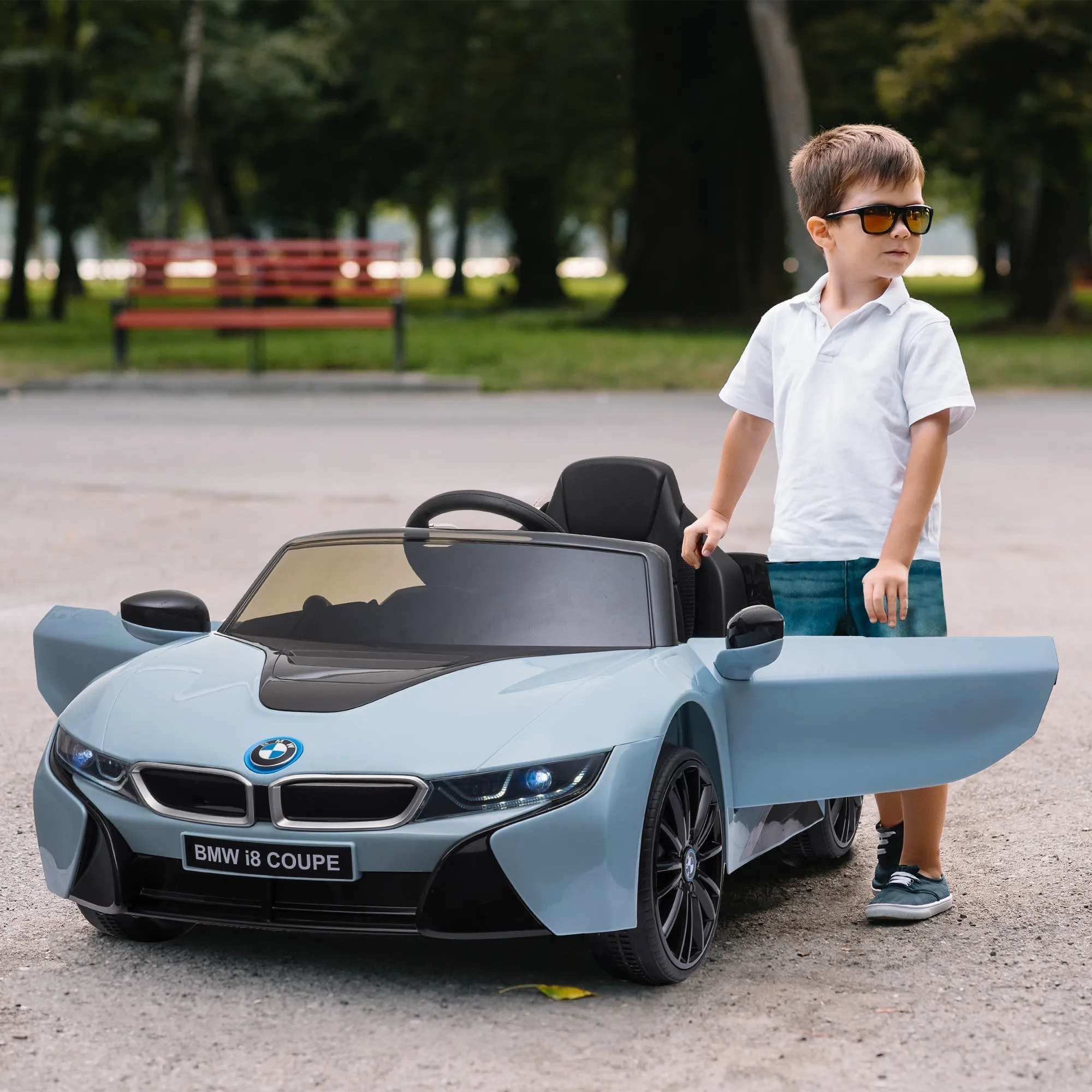 Electric Ride-On Car for Children 3-8 Years Licensed BMW I8 Coupe with Remote Control and 2 Doors, 115x72. 5x46 cm, Blue - Image 2