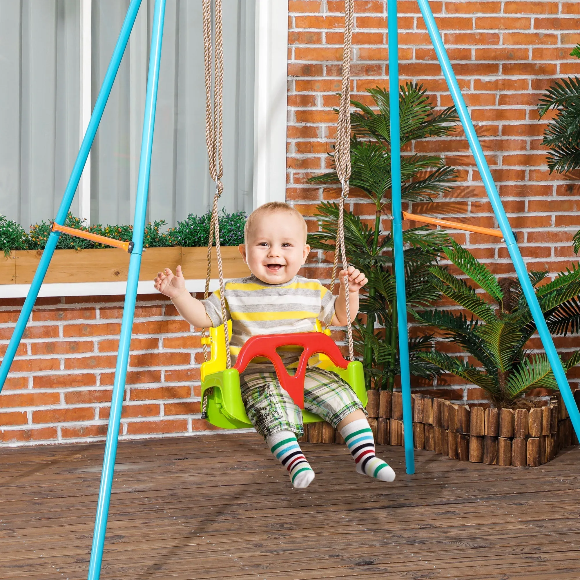 Baby Swing 9-36 Months PP and PE with Adjustable Rope and Belt, 42x33x120-180 cm - Image 2