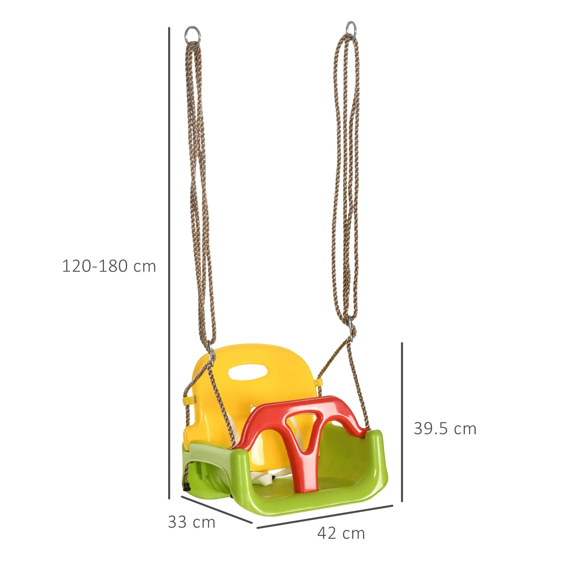 Baby Swing 9-36 Months PP and PE with Adjustable Rope and Belt, 42x33x120-180 cm - Image 3