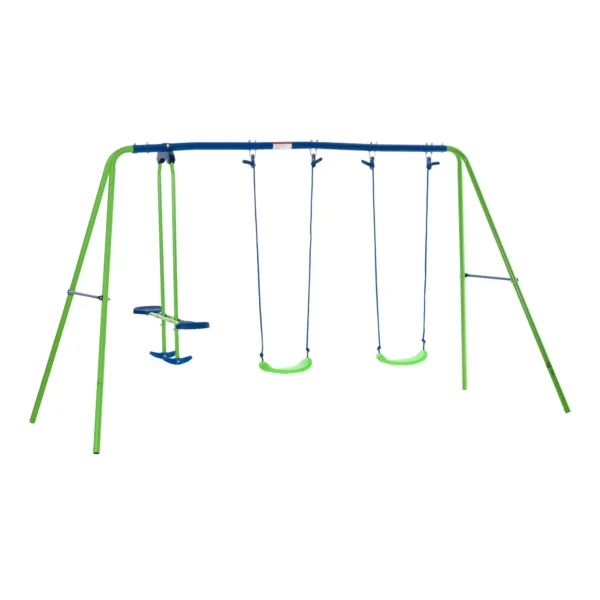 Garden Swing Set for 4 Children, 1 Double Swing and 2 Single Swings, Weight Capacity 45kg (Swing) 180kg (Total), 280x140x178cm