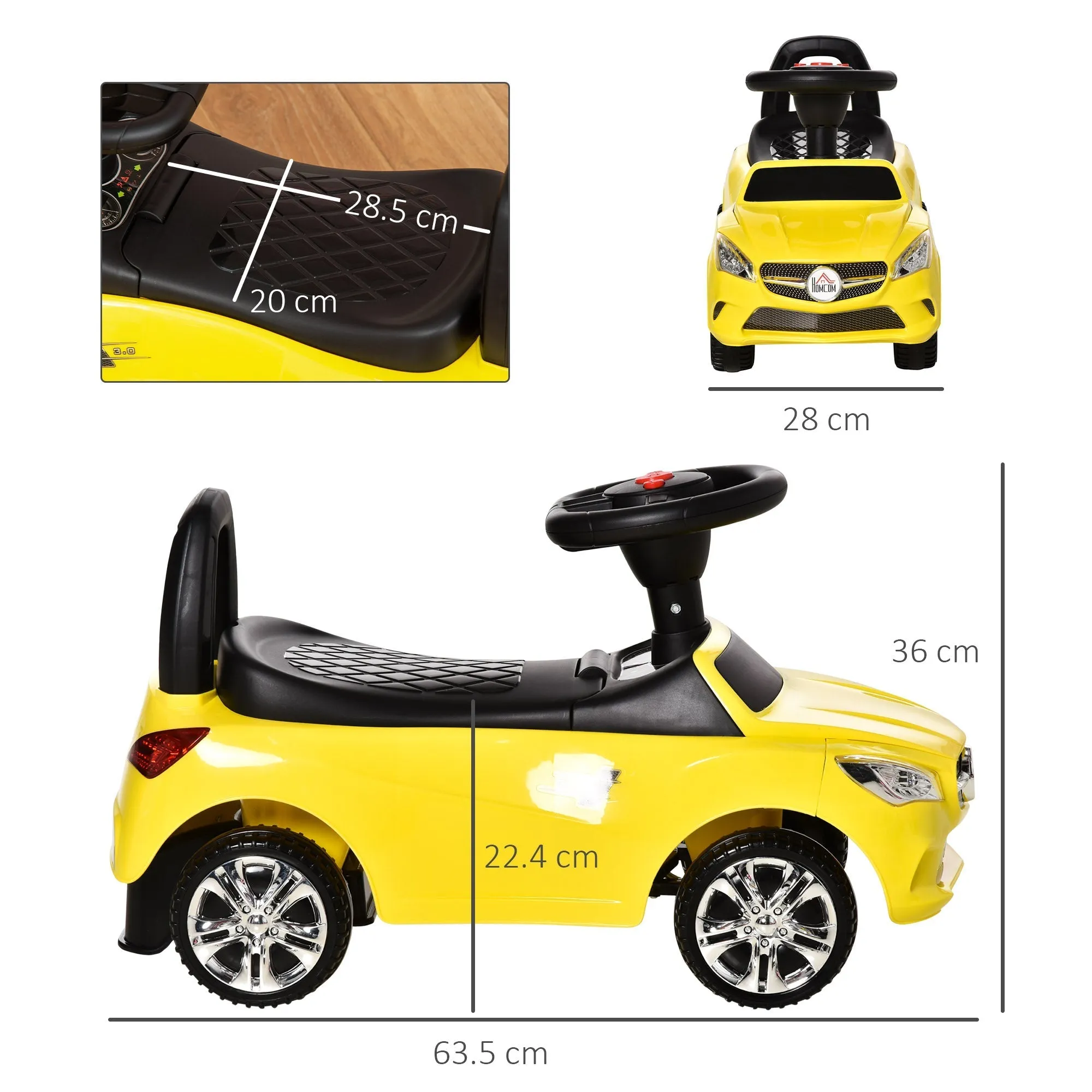 toy toy car for rideable children, music and headlights, age 18-36 months - yellow - Image 3