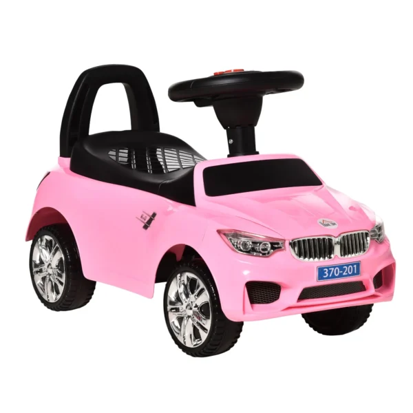 Children's Ride-On Toy Car with Steering Wheel, Built-in Headlights and Music, PP and Metal Children's Car, 63.5x28x36 cm, Pink
