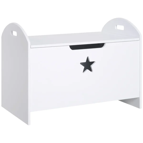 Wooden Toy Storage Chest for Children (62x40x46.5cm) in White with Safety Hinges