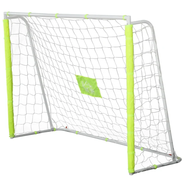 football door for adults and children net with central target and poles in yellow fabric 186x62x123cm
