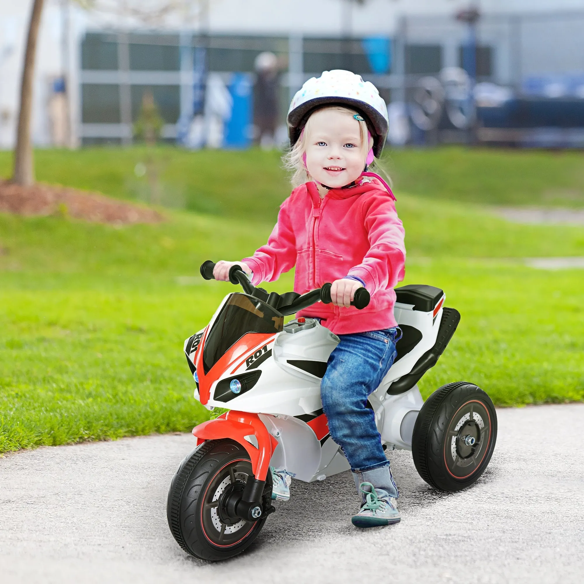 Triciclo three-wheeled motorcycle toy for children 18-36 months with music and white and red headlights - Image 2