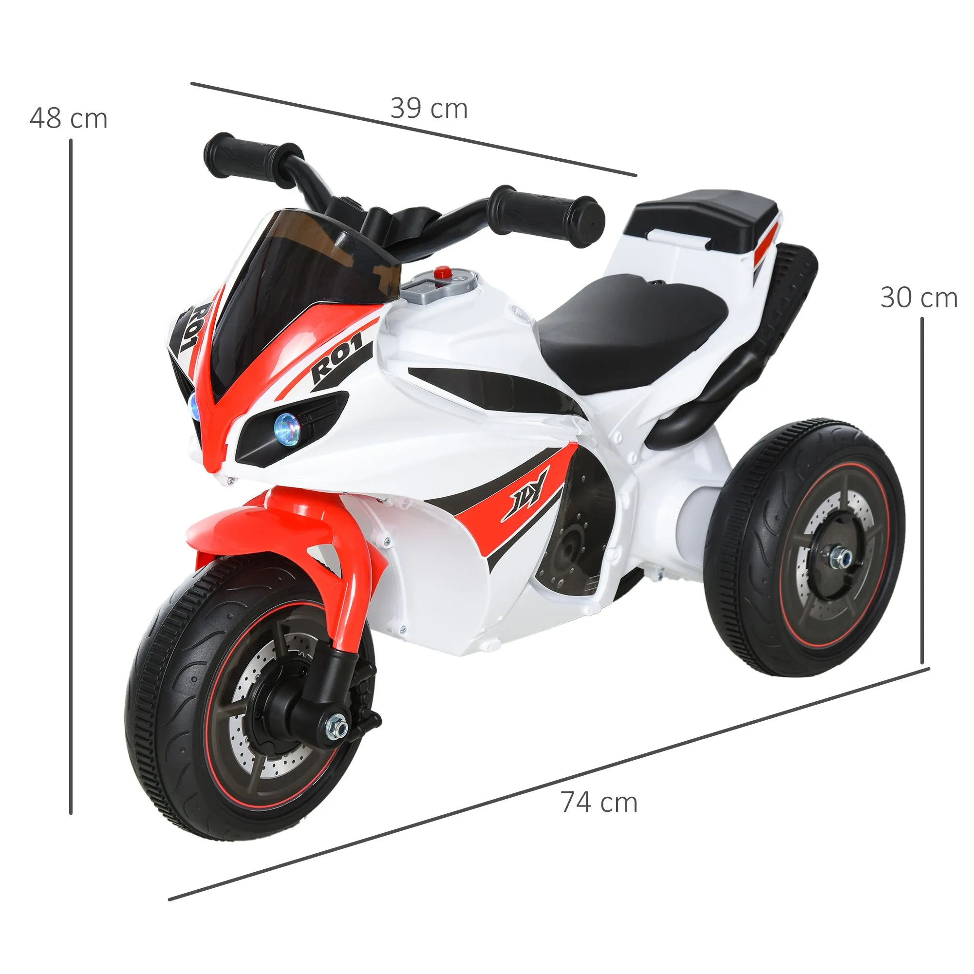Triciclo three-wheeled motorcycle toy for children 18-36 months with music and white and red headlights - Image 3