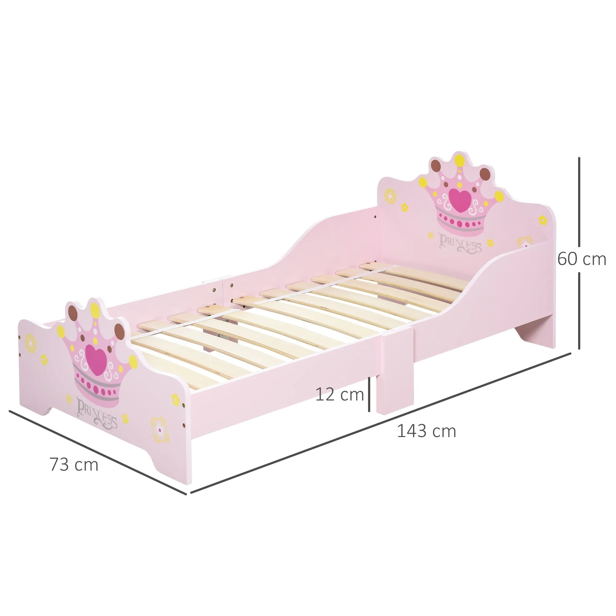 Children's Bed with Raised Edges and 6 Wooden Legs for Children's Bedroom, Cot for Children from 3-6 Years, 143x73x60cm, Pink - Image 3