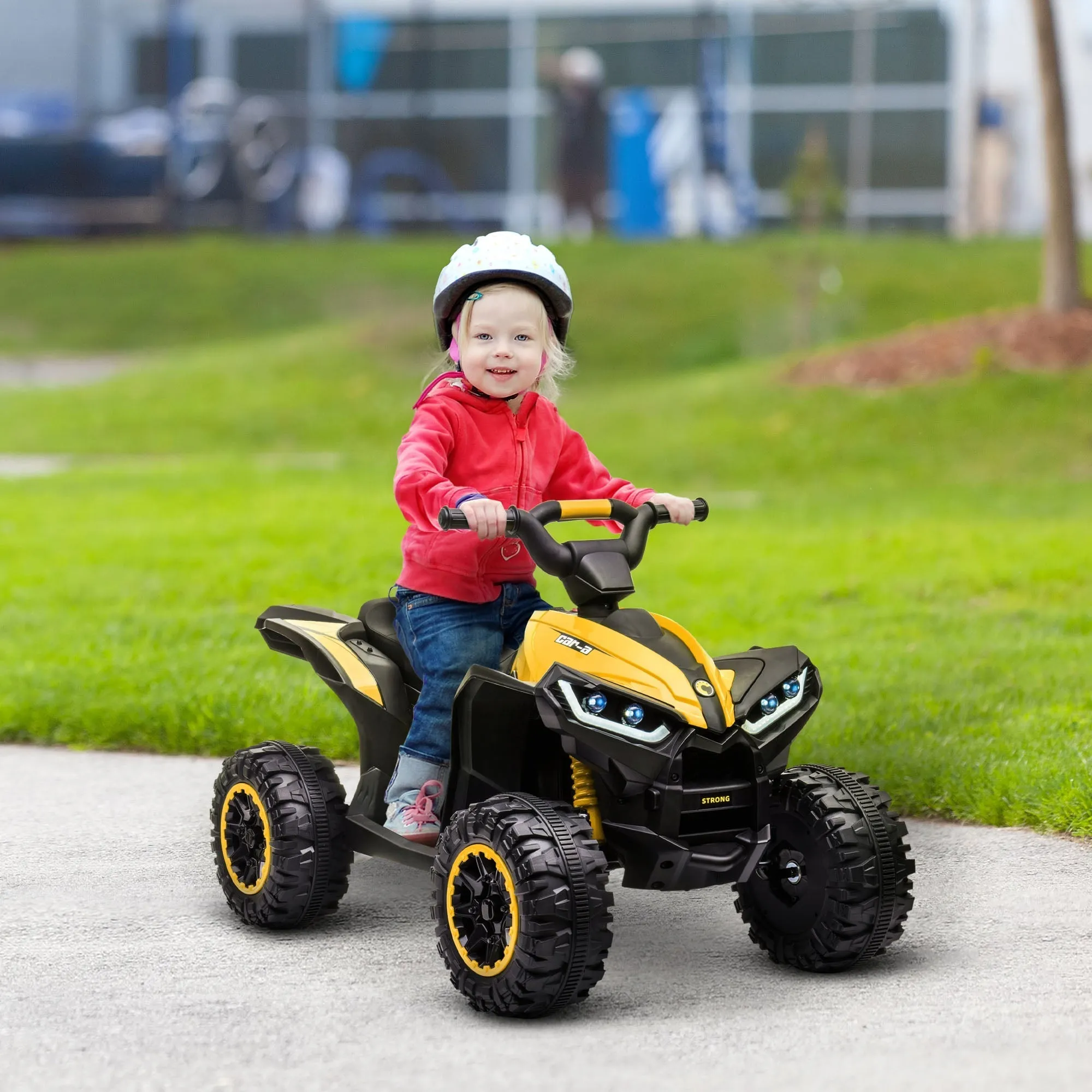 12V Electric Quad Bike for Kids, 2 Speeds, Wide Wheels with Suspension and LED Headlights, Ages 3-5 Years, Yellow - Image 2